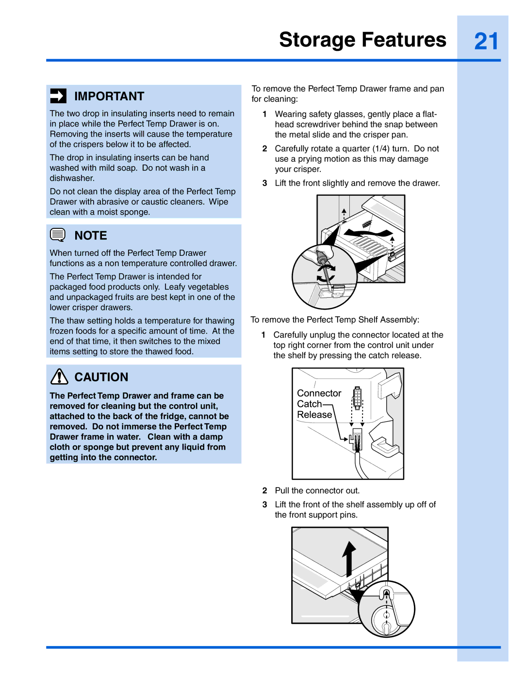 Electrolux 241868904 manual Storage Features 