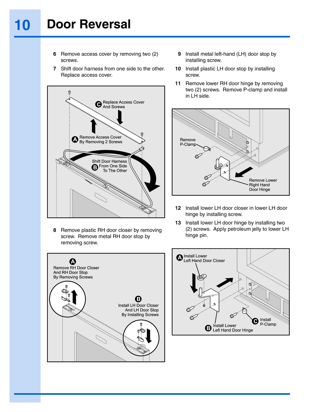 Electrolux 241957000 manual Door Reversal 