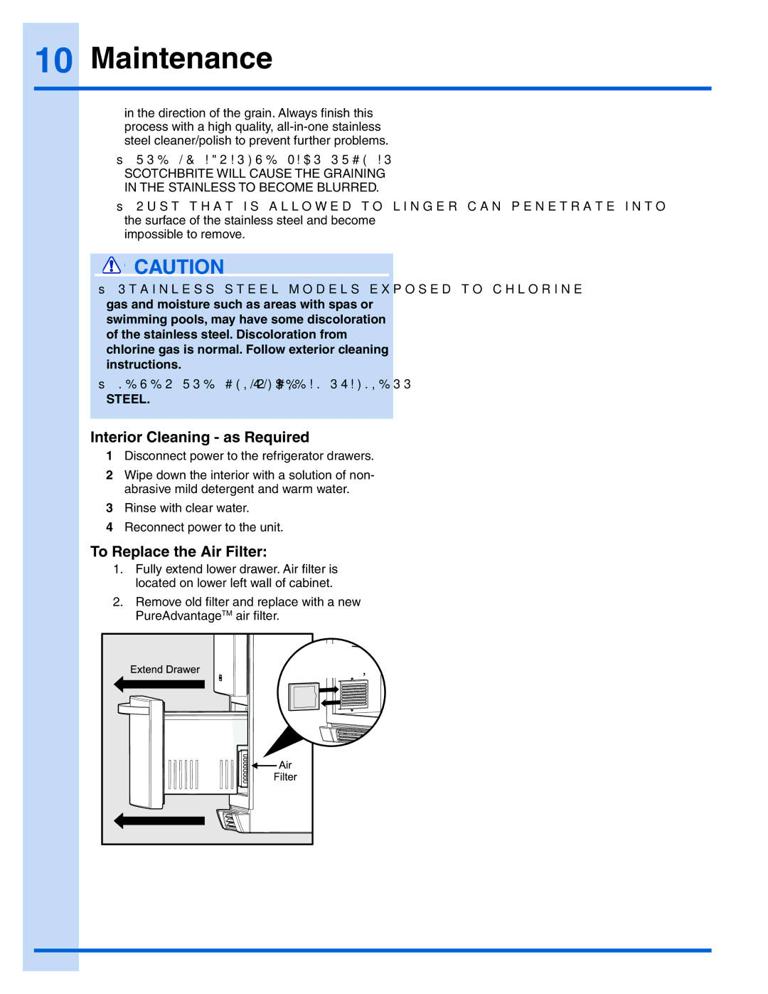 Electrolux 242000100 manual Maintenance, Interior Cleaning as Required, To Replace the Air Filter 