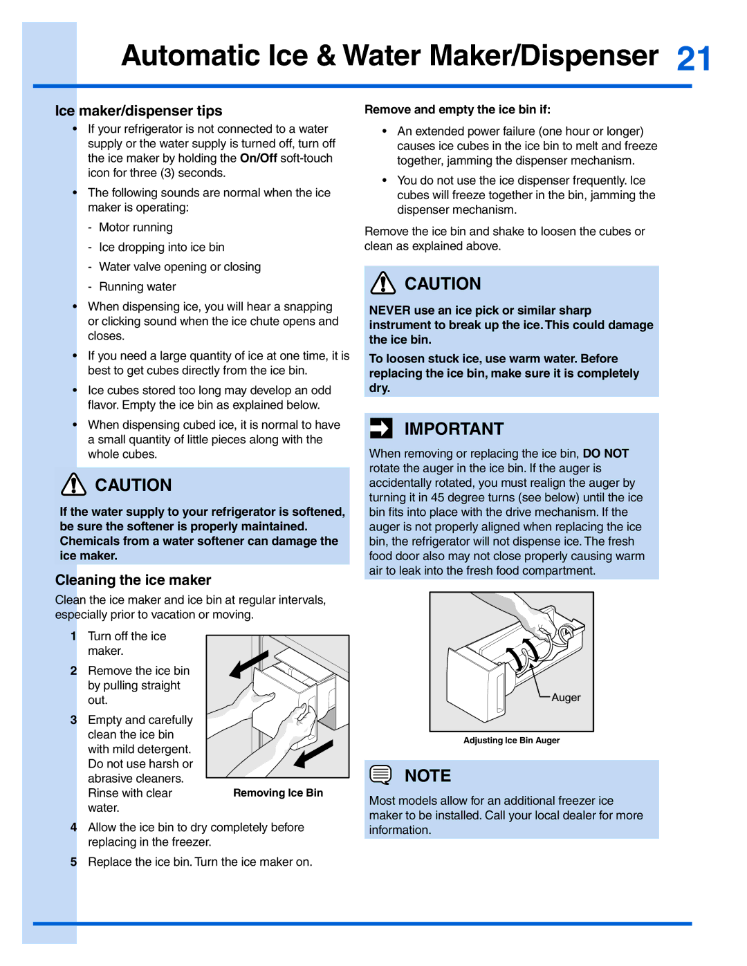 Electrolux EI28BS65KS, 242183201 manual Ice maker/dispenser tips, Cleaning the ice maker, Remove and empty the ice bin if 