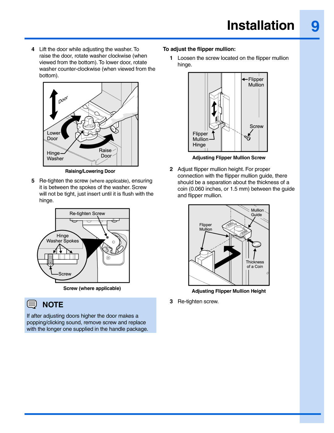 Electrolux EI28BS65KS, 242183201 manual To adjust the flipper mullion 