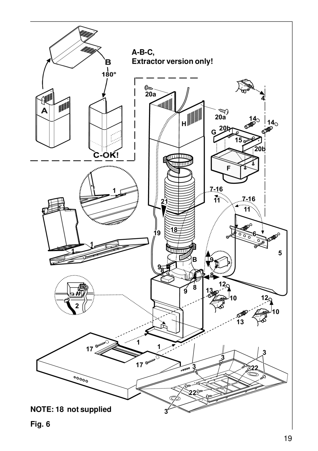 Electrolux 2460 D installation instructions Extractor version only 