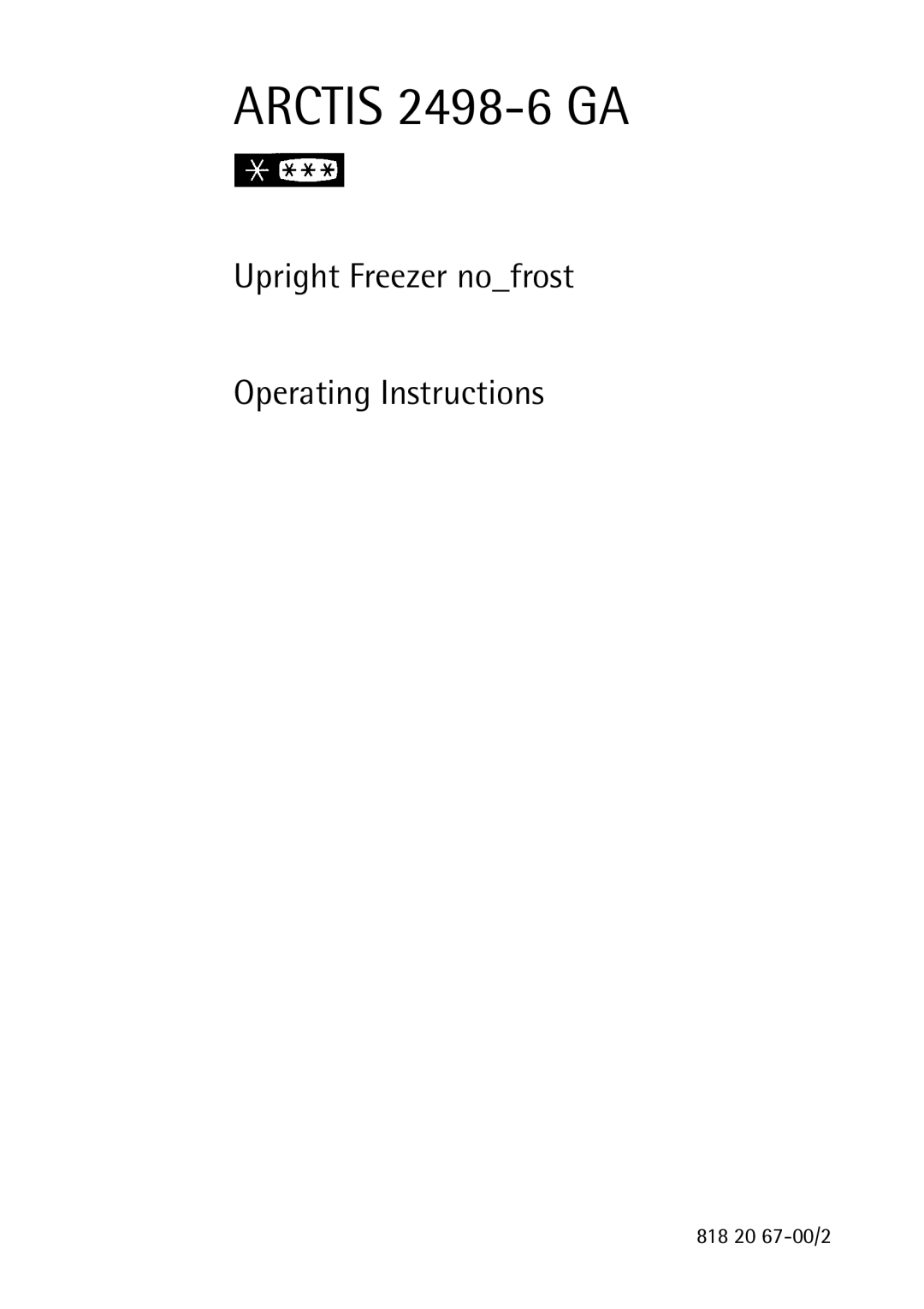 Electrolux operating instructions Arctis 2498-6 GA 