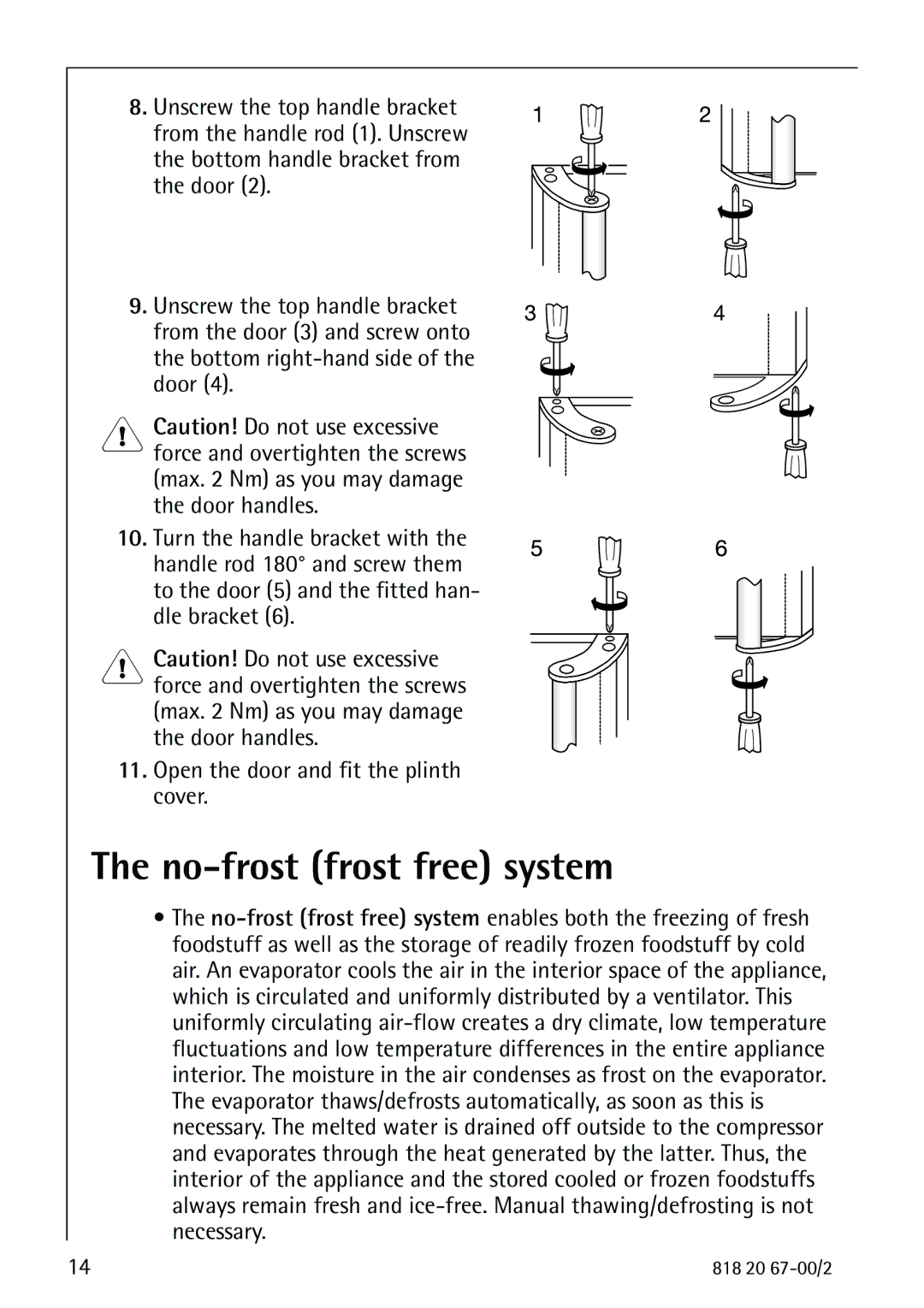 Electrolux 2498-6 GA operating instructions No-frost frost free system 