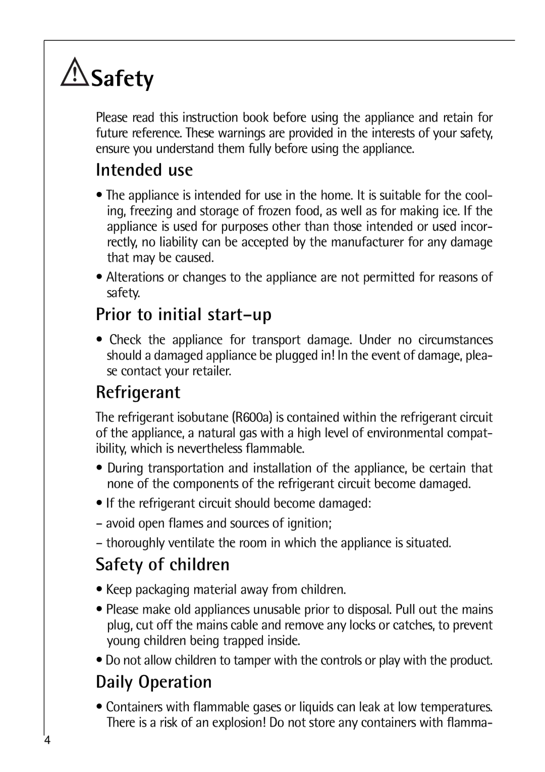 Electrolux 2642-6 KG manual Safety 