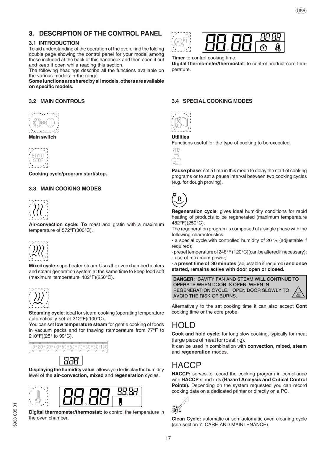 Electrolux 267084 Description of the Control Panel, Introduction, Main Controls, Main Cooking Modes, Special Cooking Modes 