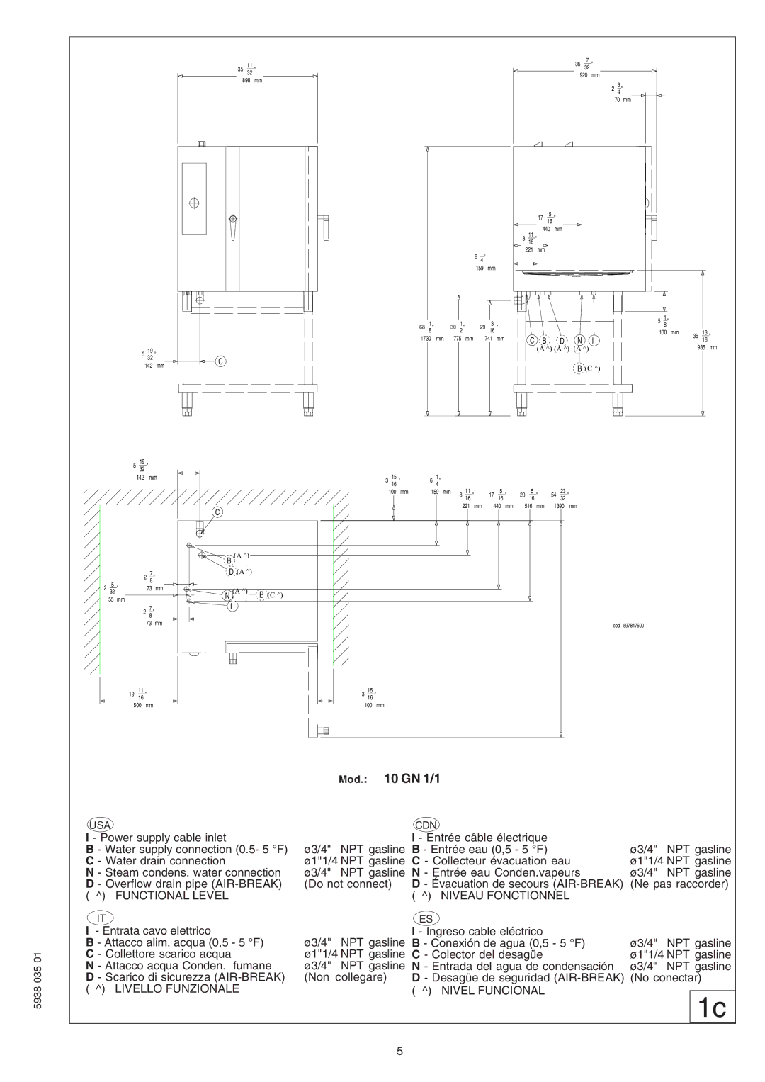 Electrolux 267080, 267095, 267090, 267091, 267093, 267081, 267085, 267083, 269081, 269080, 269082, 269085, 269093, 269092 Mod GN 1/1 