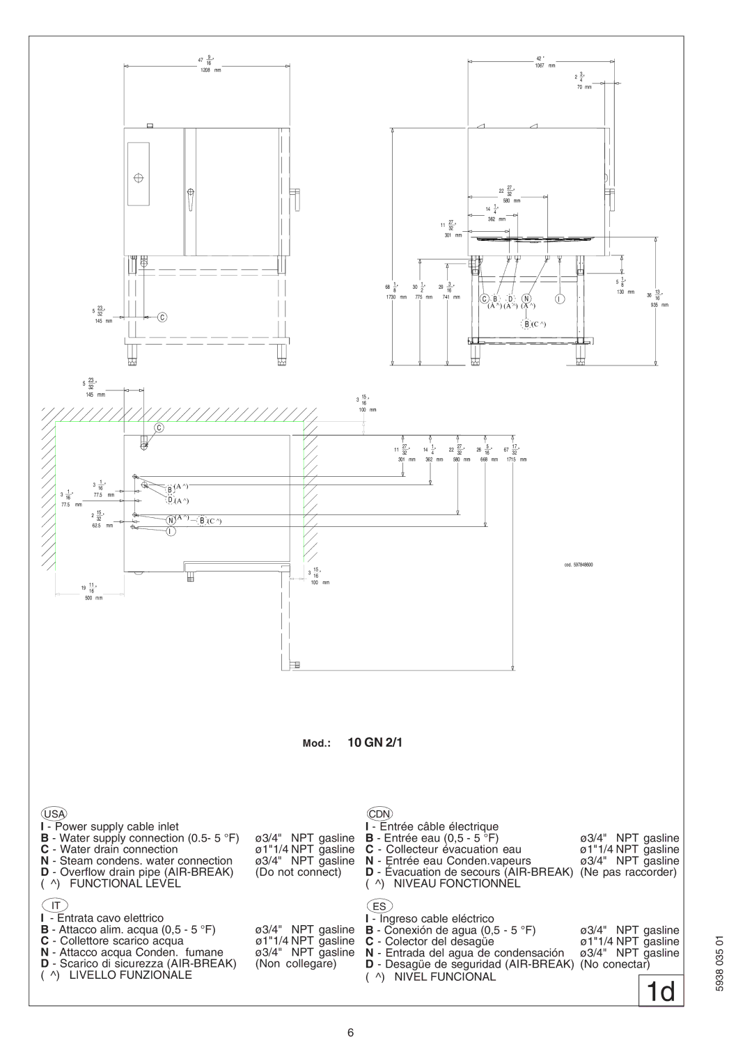 Electrolux 267085, 267095, 267090, 267091, 267093, 267081, 267080, 267083, 269081, 269080, 269082, 269085, 269093, 269092 Mod GN 2/1 