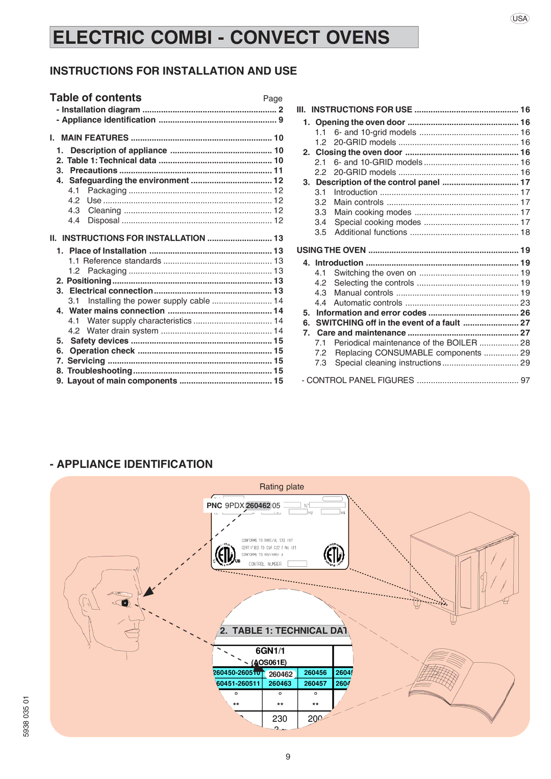 Electrolux 269080, 267095, 267090, 267091, 267093, 267081, 2604 Instructions for Installation and USE, Appliance Identification 