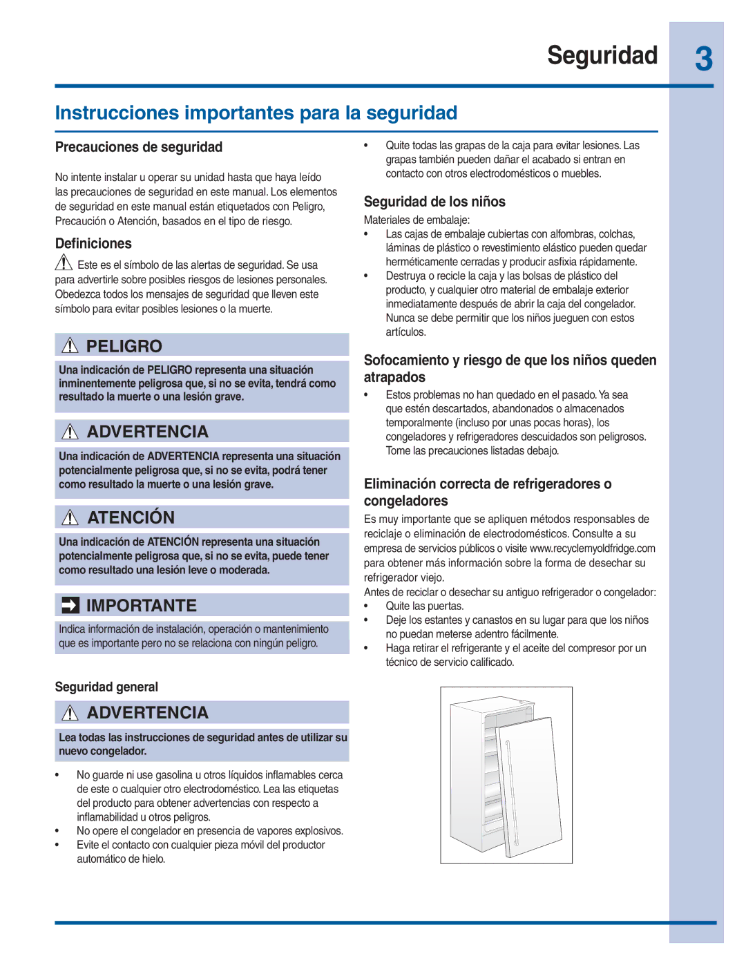 Electrolux 279299300 manual Seguridad, Instrucciones importantes para la seguridad 