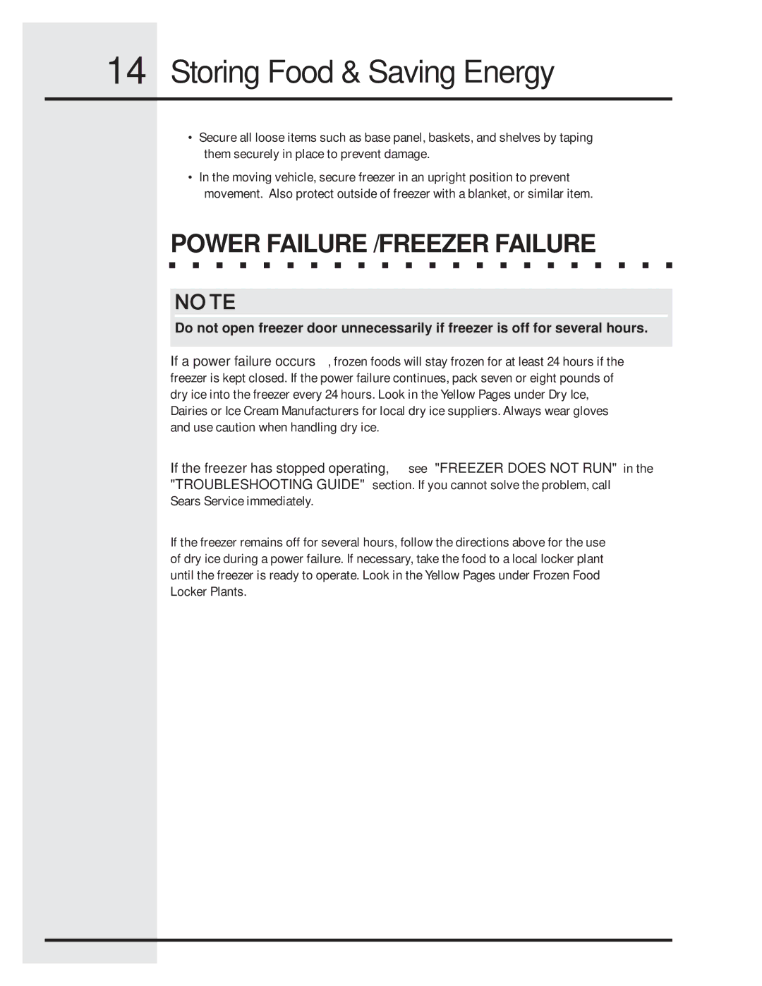 Electrolux 297122900 (0608) manual Power Failure / Freezer Failure 