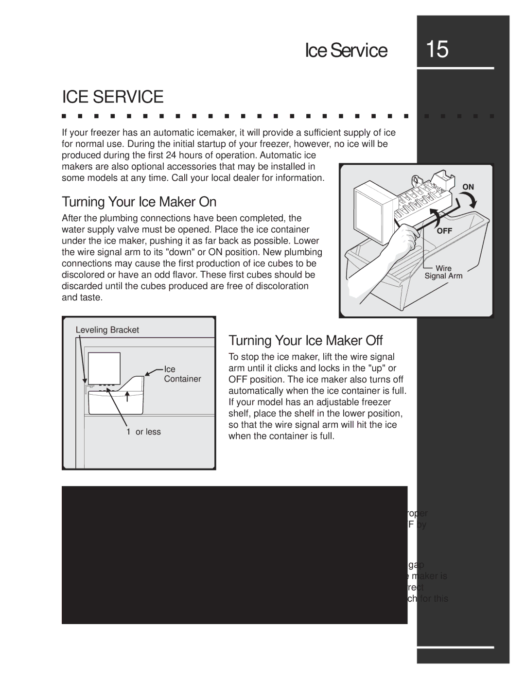 Electrolux 297122900 (0608) manual Ice Service, ICE Service, Turning Your Ice Maker On, Turning Your Ice Maker Off 