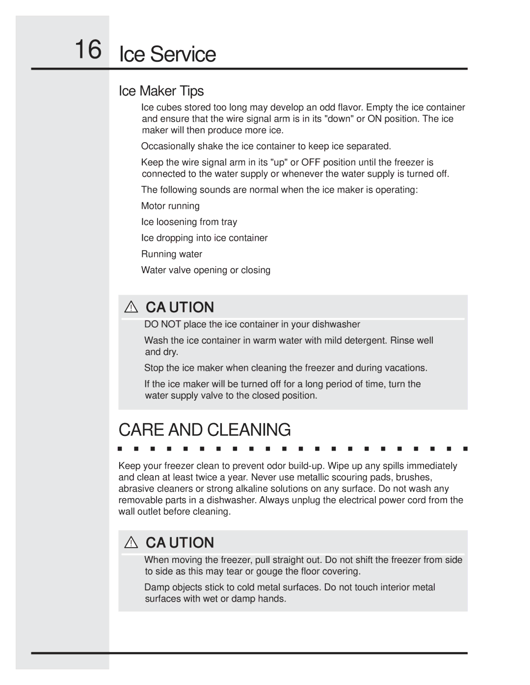 Electrolux 297122900 (0608) manual Care and Cleaning, Ice Maker Tips 