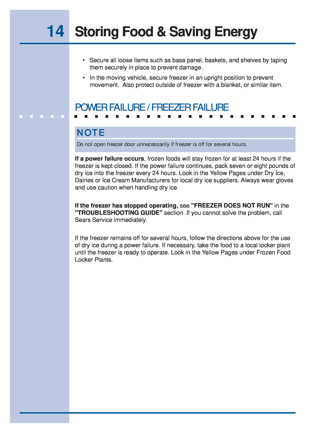 Electrolux 297122900 (0608) manual Storing Food & Saving Energy, Power Failure / Freezer Failure 