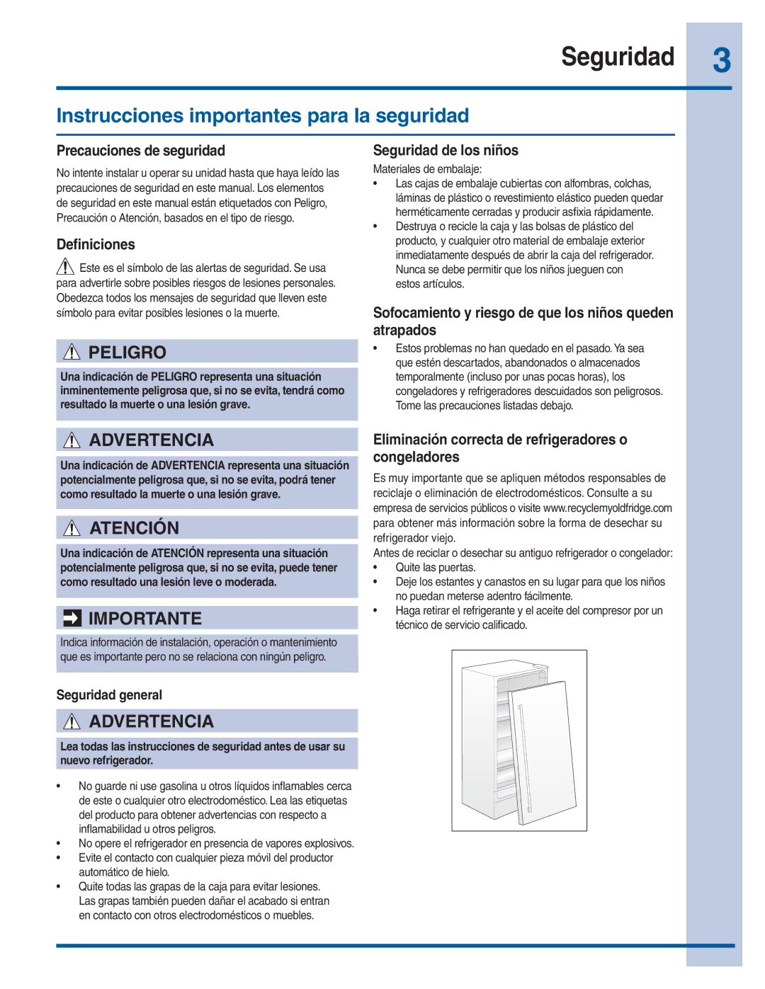 Electrolux 297299400 manual Seguridad, Instrucciones importantes para la seguridad 