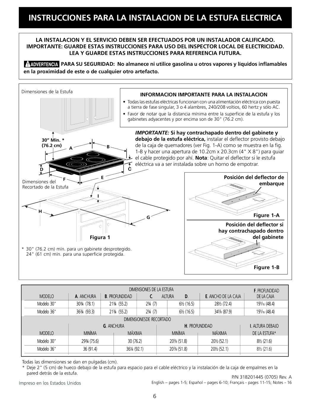 Electrolux 30 installation instructions Informacion Importante Para LA Instalacion 