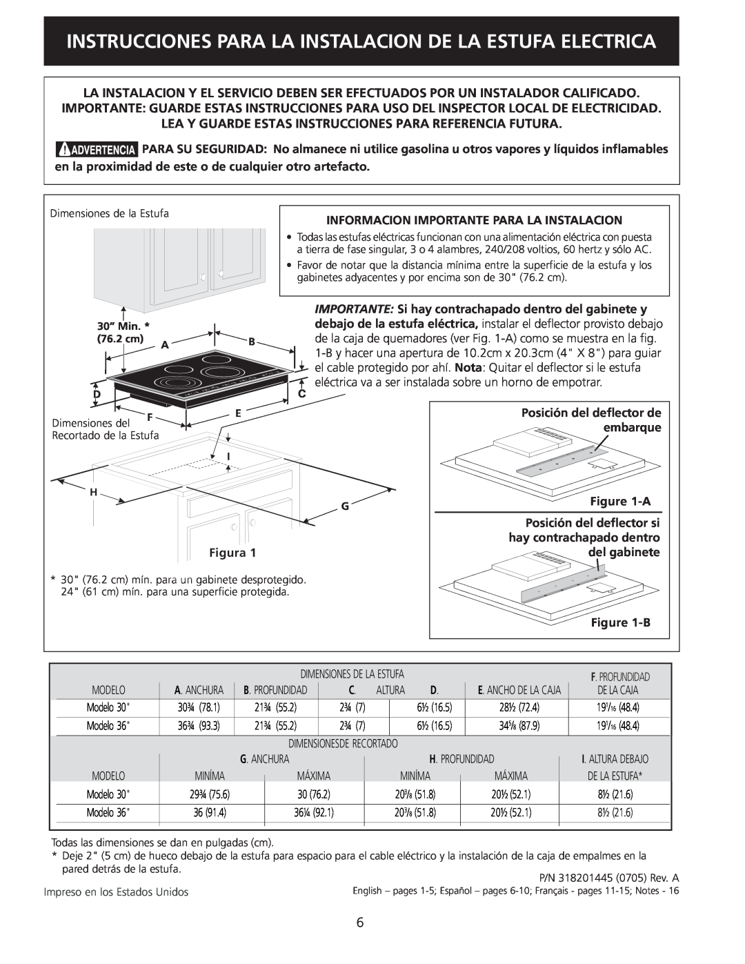 Electrolux 30 installation instructions Instrucciones Para La Instalacion De La Estufa Electrica 