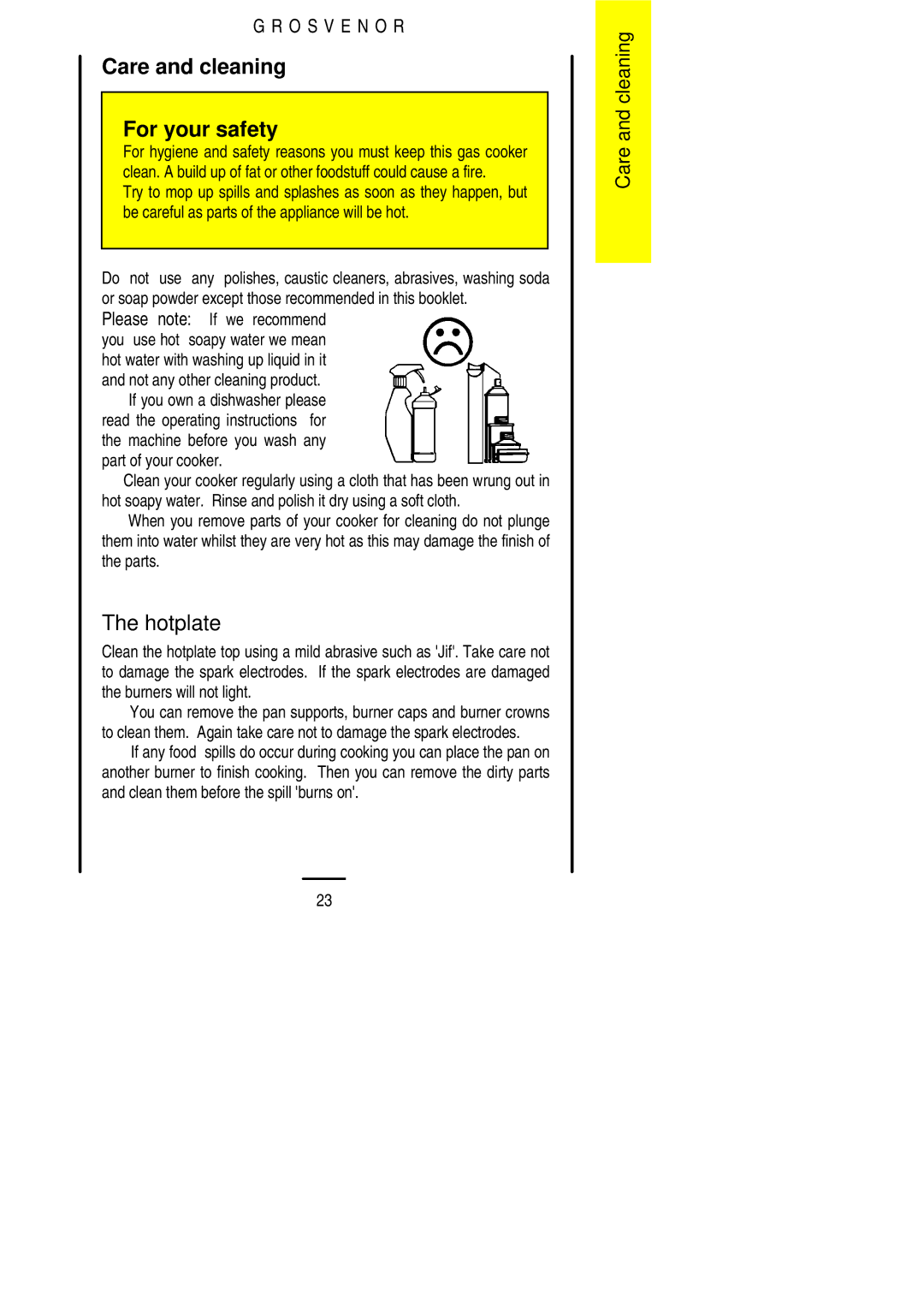 Electrolux 311423202 installation instructions Care and cleaning For your safety, Hotplate 