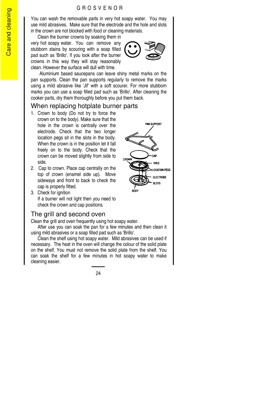 Electrolux 311423202 When replacing hotplate burner parts, Grill and second oven, Check for ignition 