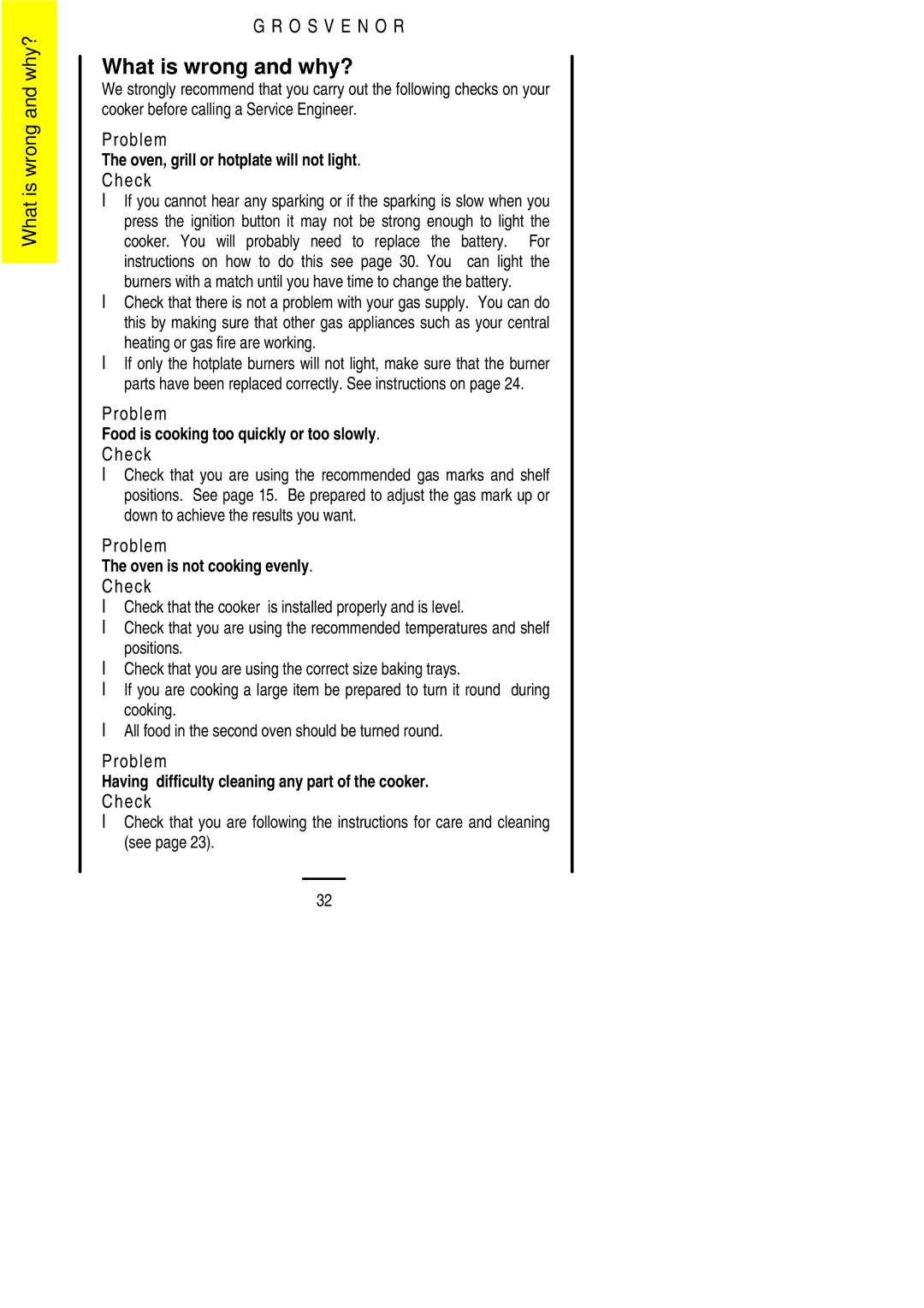 Electrolux 311423202 installation instructions What is wrong and why?, Check 