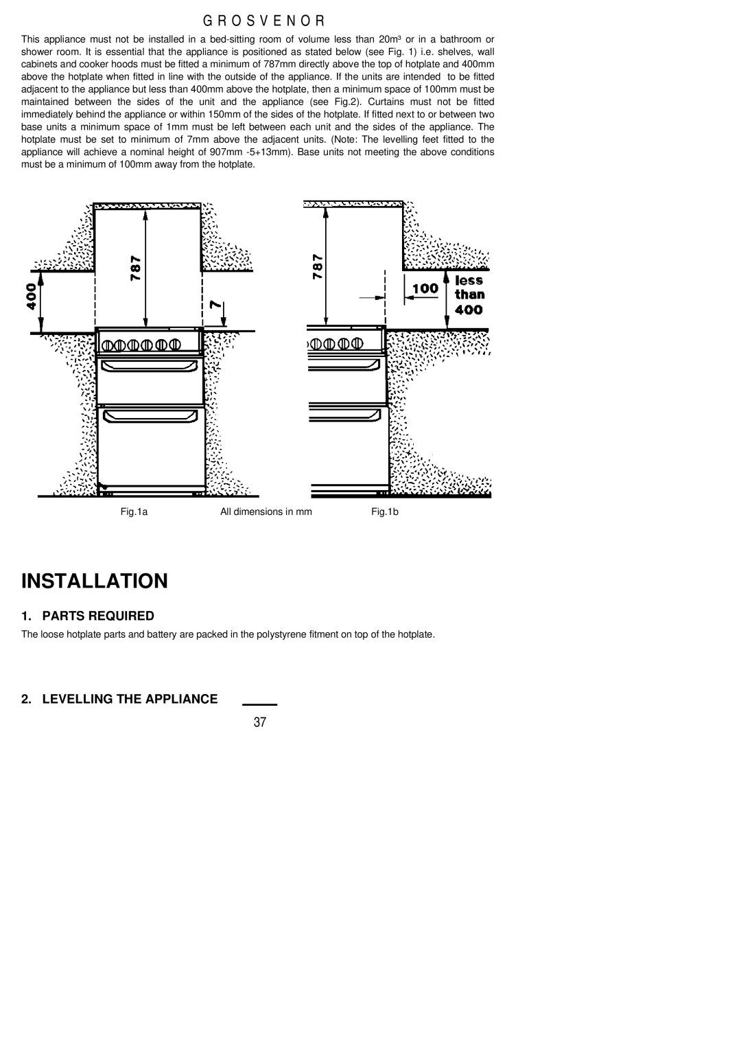 Electrolux 311423202 installation instructions Parts Required, Levelling the Appliance 