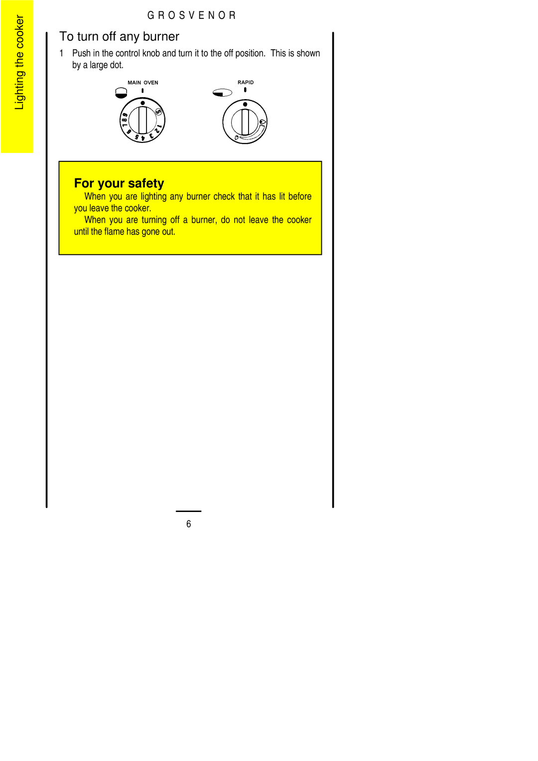 Electrolux 311423202 installation instructions To turn off any burner 