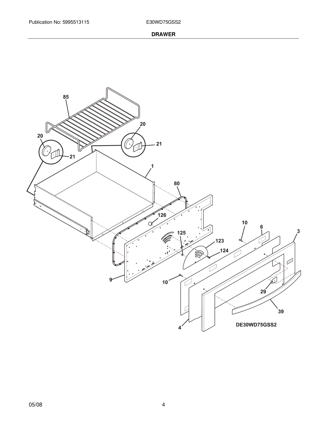 Electrolux 31266300870S2, E30WD75GSS2 installation instructions Drawer 