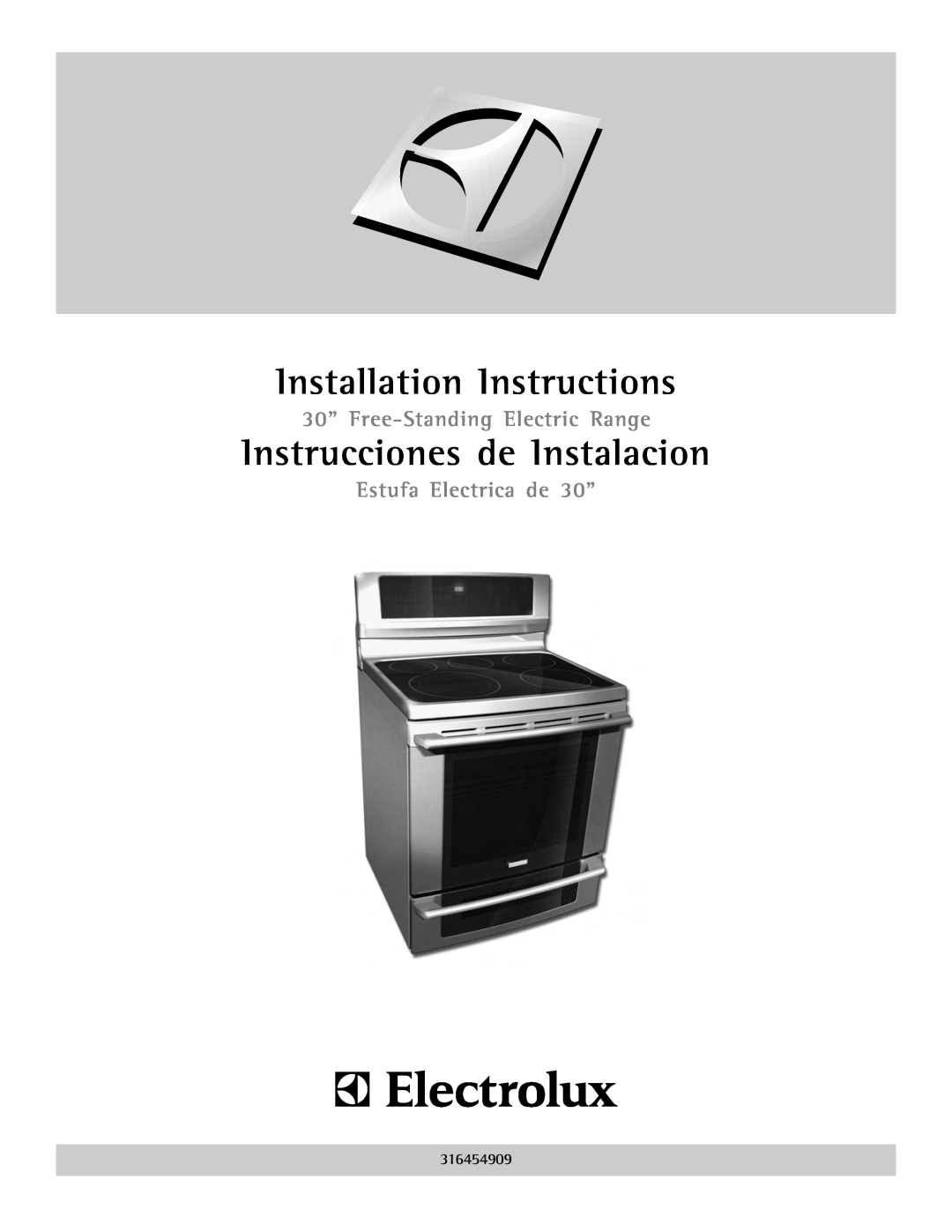 Electrolux 316454909 installation instructions Installation Instructions, Instrucciones de Instalacion 