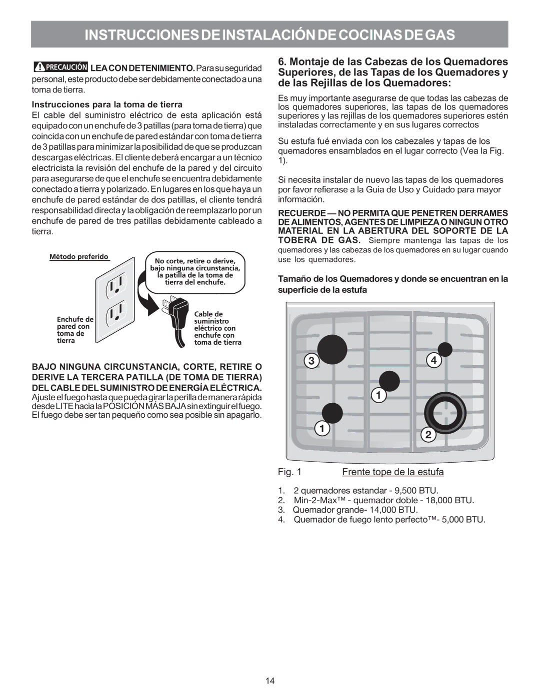 Electrolux 316469104 installation instructions Frente tope de la estufa 