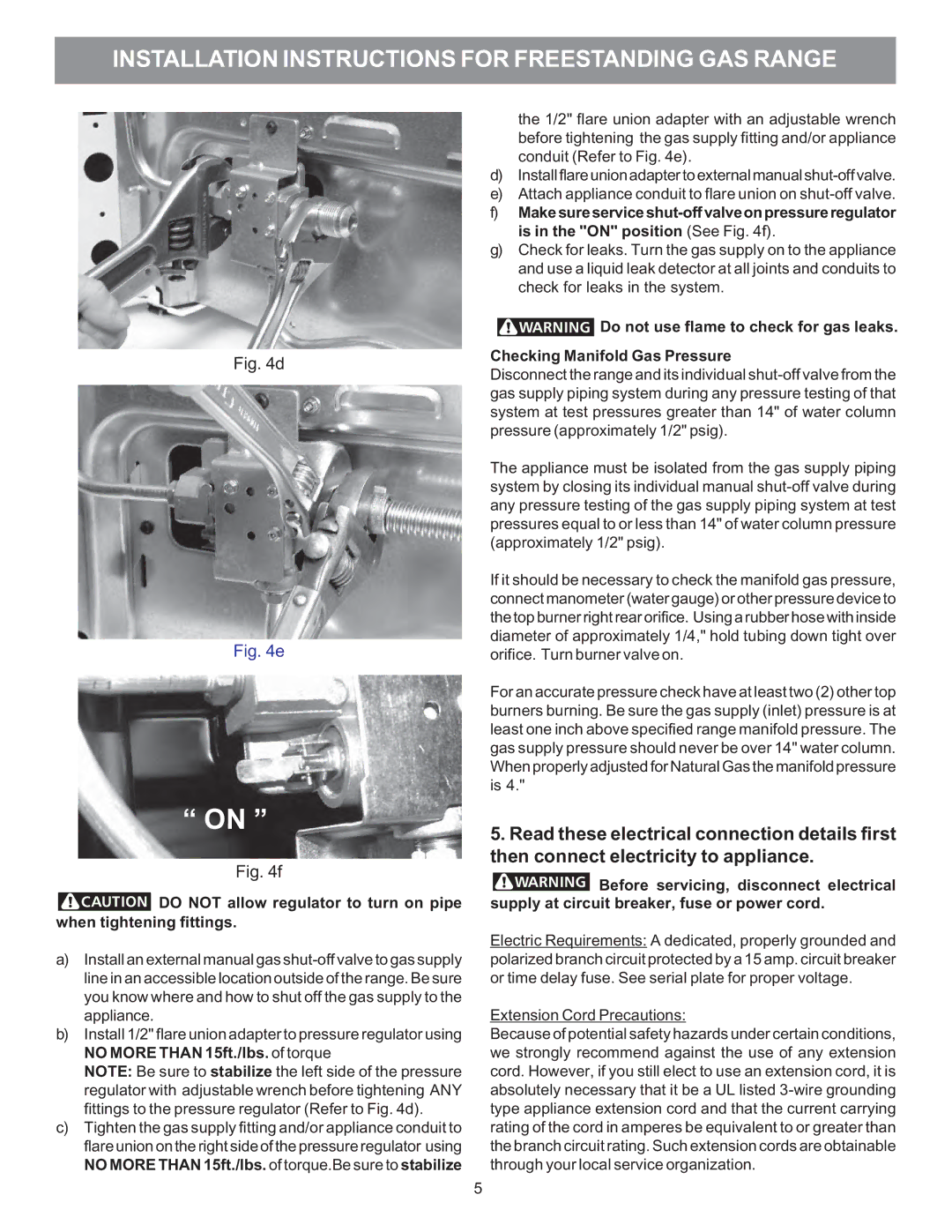 Electrolux 316469104 installation instructions Extension Cord Precautions 