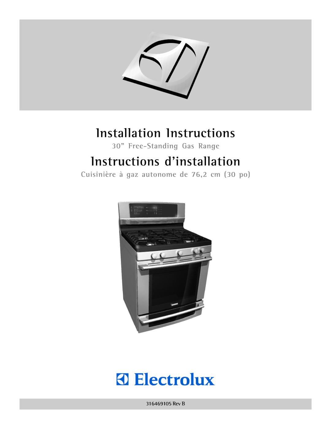 Electrolux 316469105 installation instructions Installation Instructions 