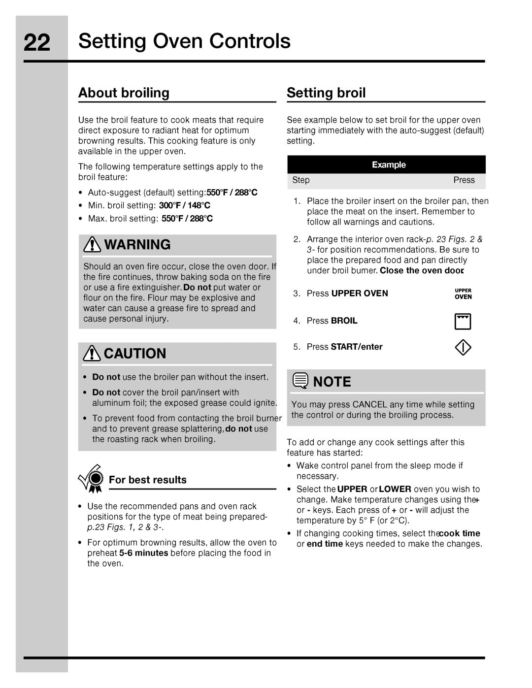 Electrolux 316471110 manual About broiling, Setting broil 