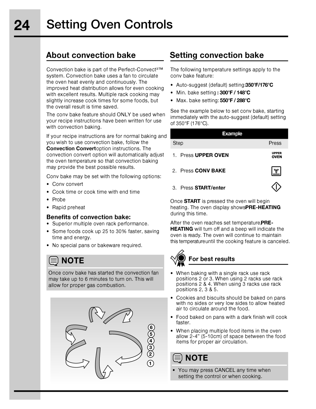 Electrolux 316471113 manual About convection bake Setting convection bake, Benefits of convection bake 