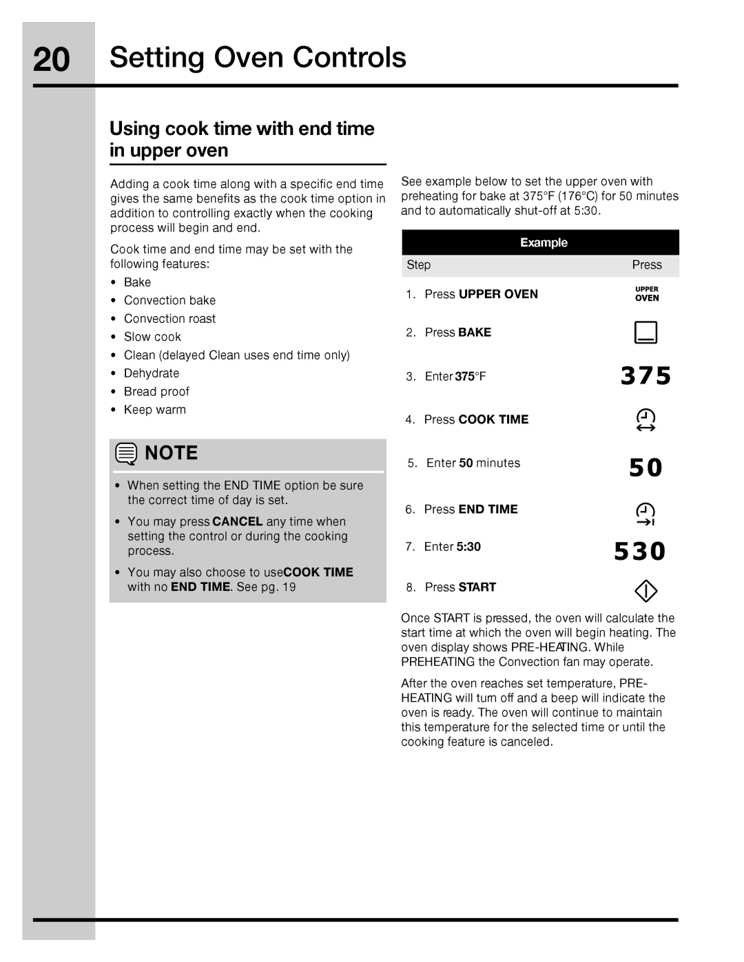 Electrolux 316471400 manual Using cook time with end time in upper oven 