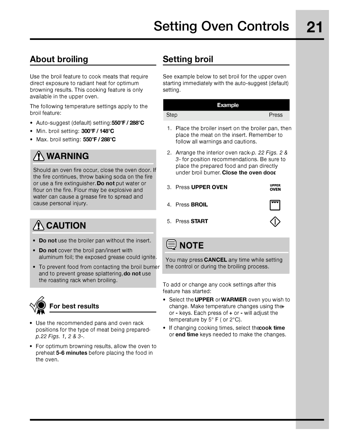 Electrolux 316471400 manual About broiling, Setting broil 