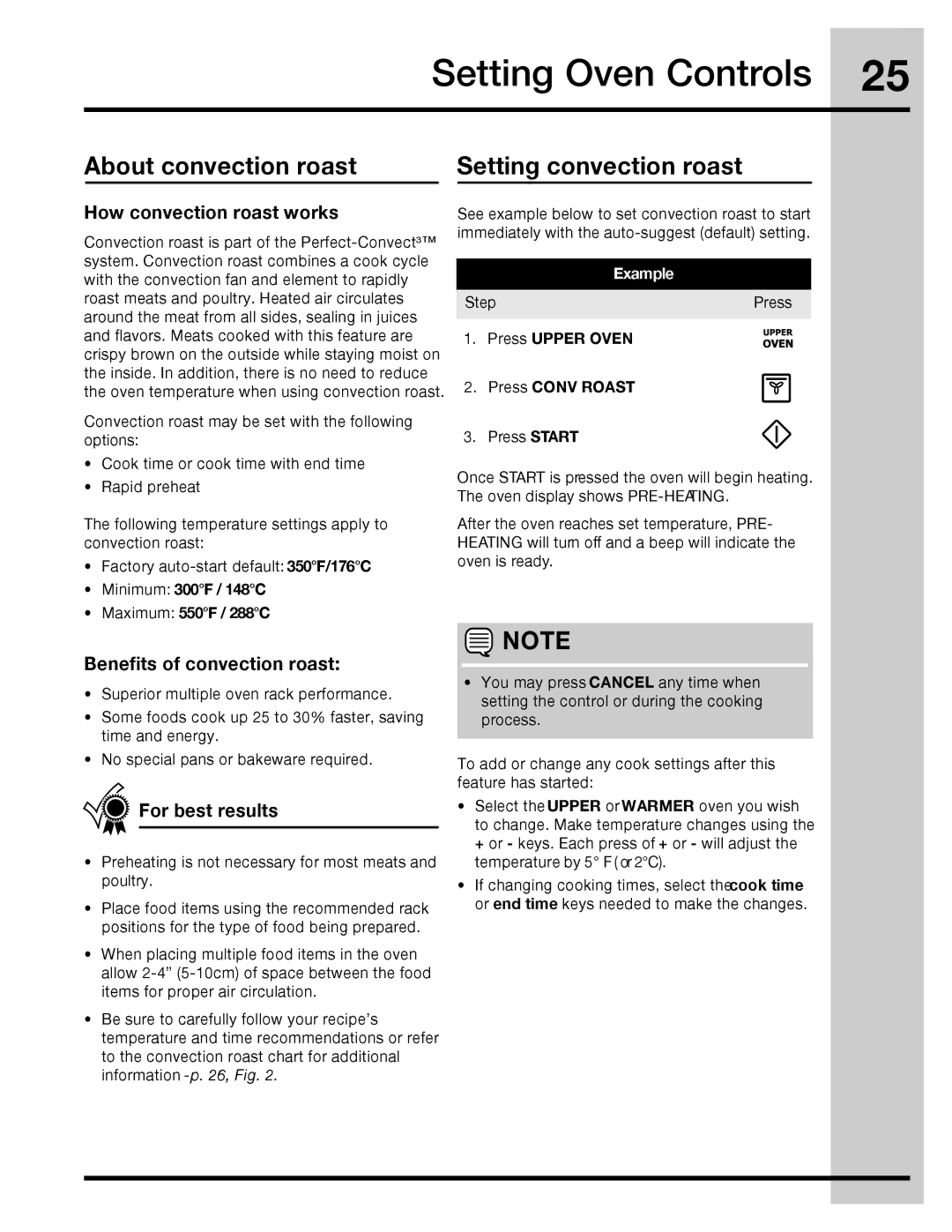 Electrolux 316471400 manual About convection roast Setting convection roast, How convection roast works 