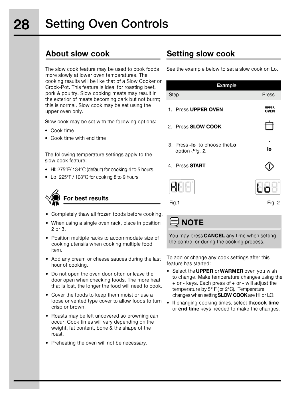 Electrolux 316471400 manual About slow cook Setting slow cook, For best results 