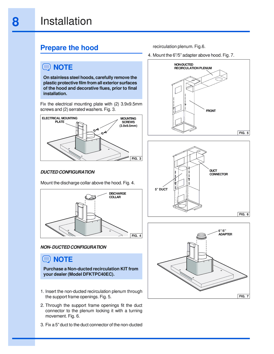 Electrolux 316495008 installation instructions Prepare the hood, NON- Ducted Configuration 