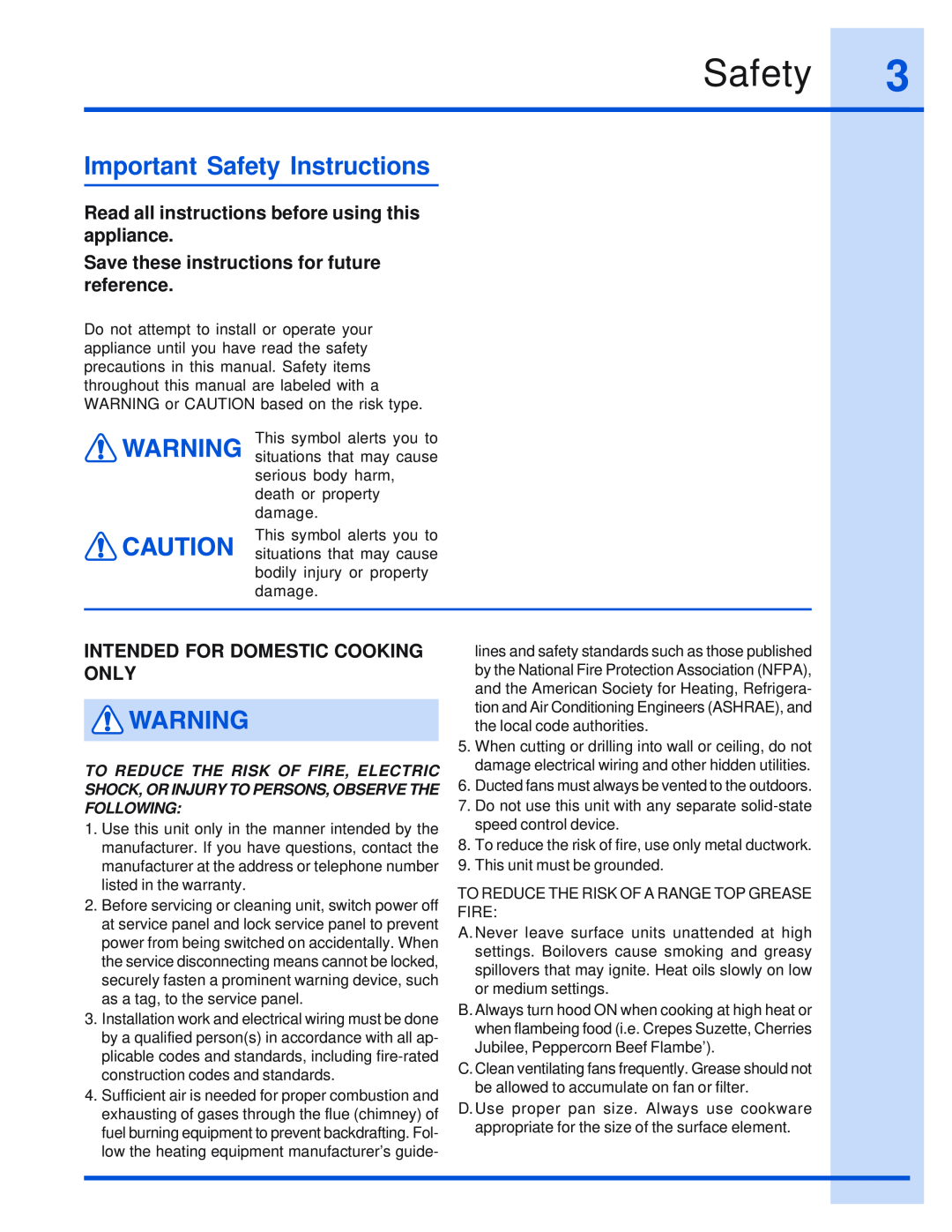 Electrolux 316495008 Important Safety Instructions, Read all instructions before using this appliance 