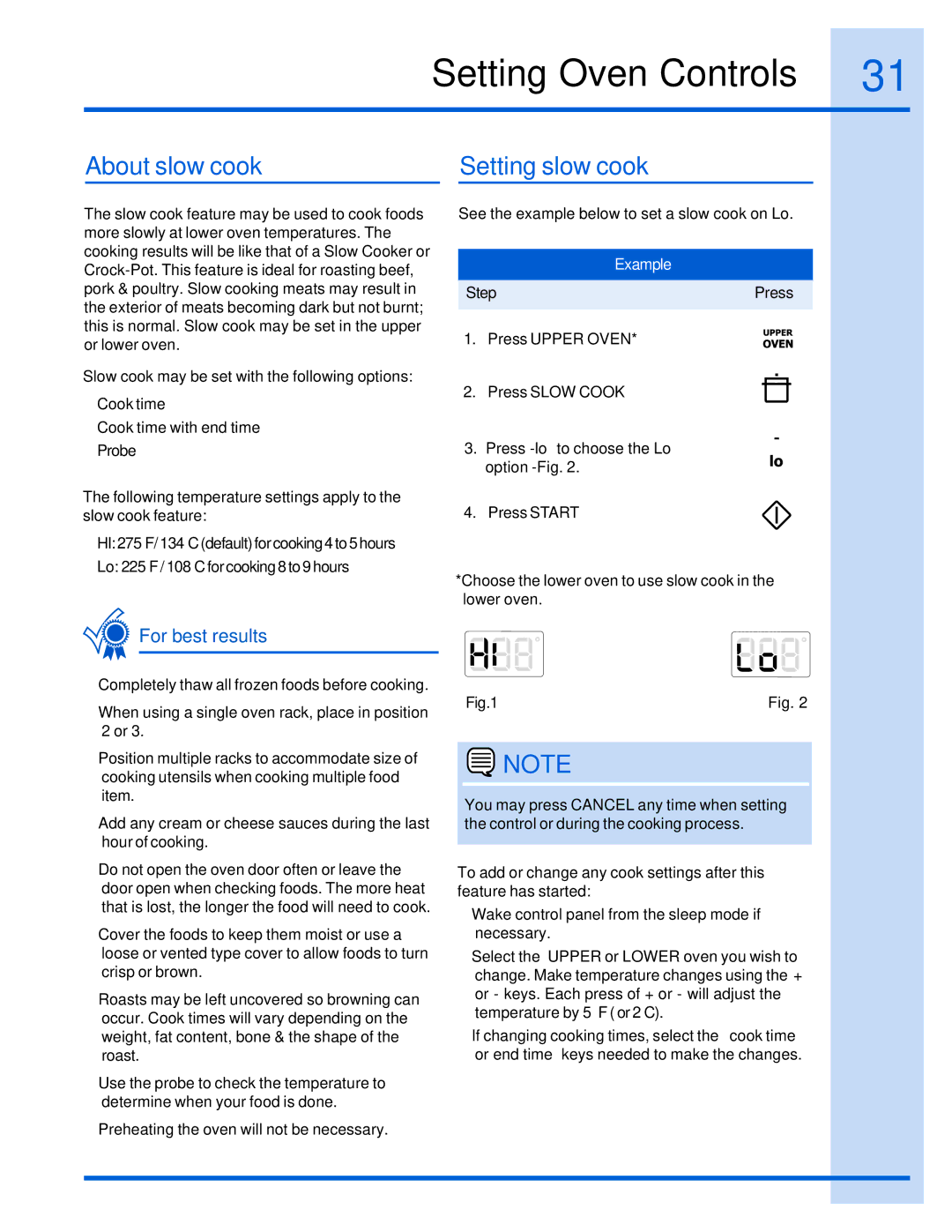 Electrolux 316520001 manual About slow cook, Setting slow cook 