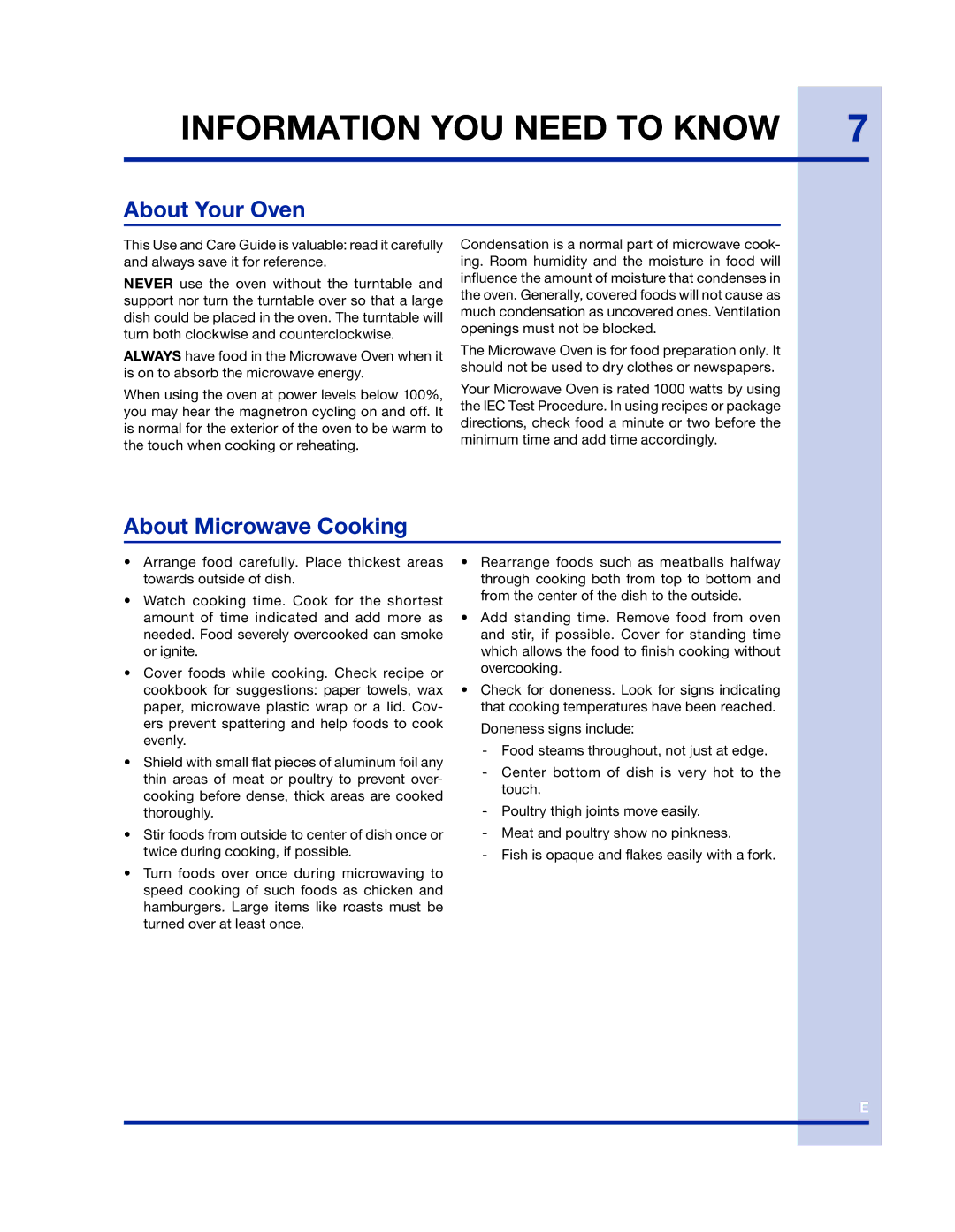 Electrolux 316902458 manual Information YOU Need to Know, About Your Oven, About Microwave Cooking 