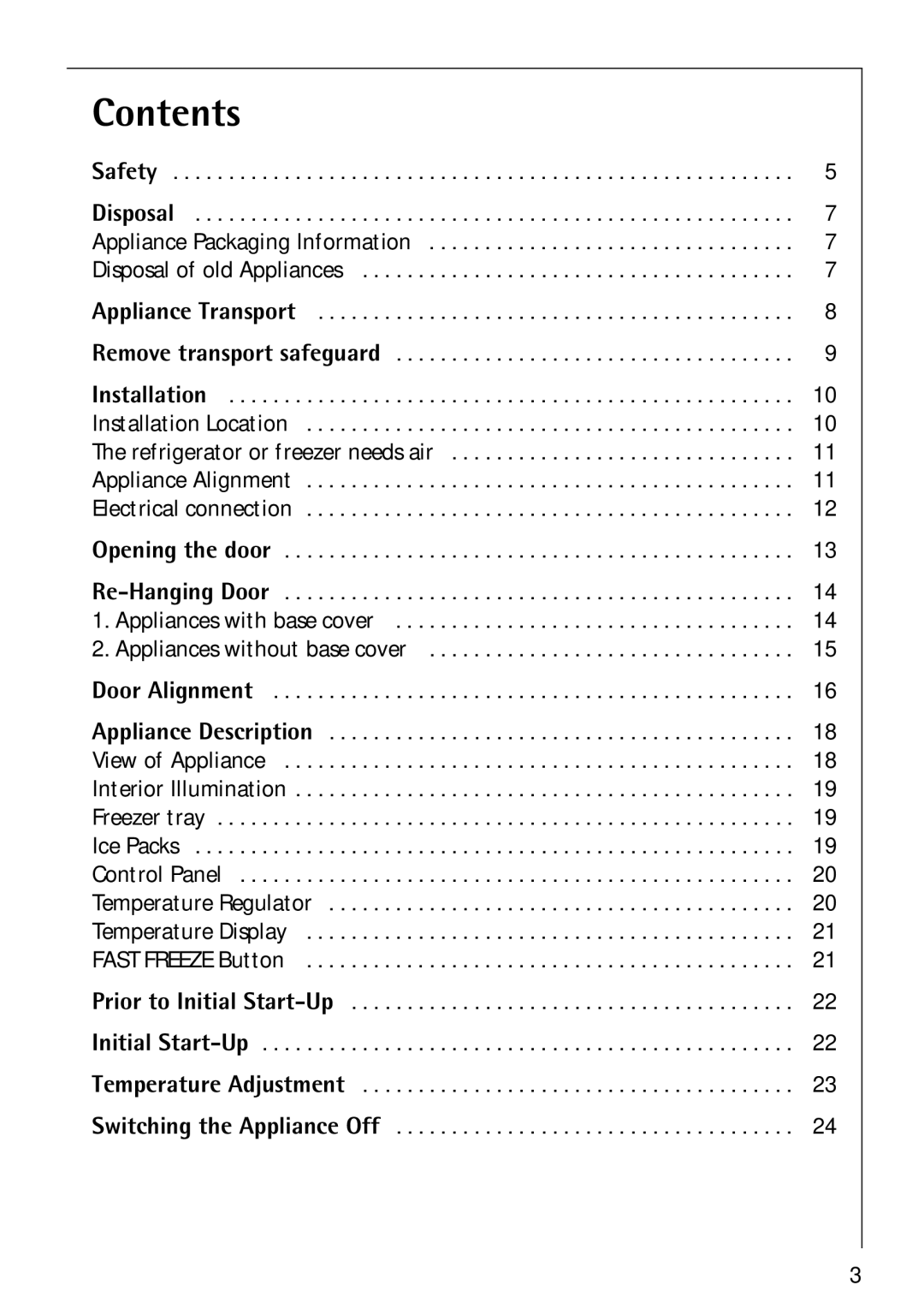 Electrolux 3173-4GS operating instructions Contents 