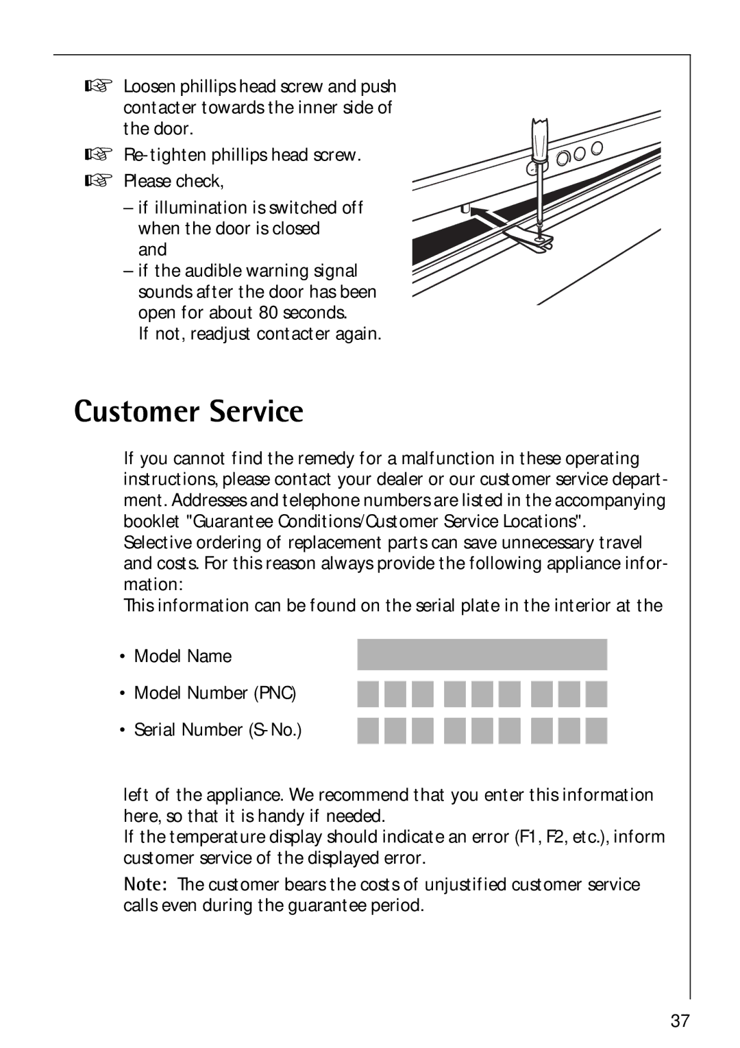 Electrolux 3173-4GS operating instructions Customer Service 