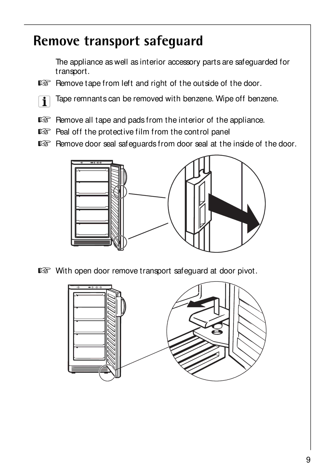 Electrolux 3173-4GS operating instructions Remove transport safeguard 