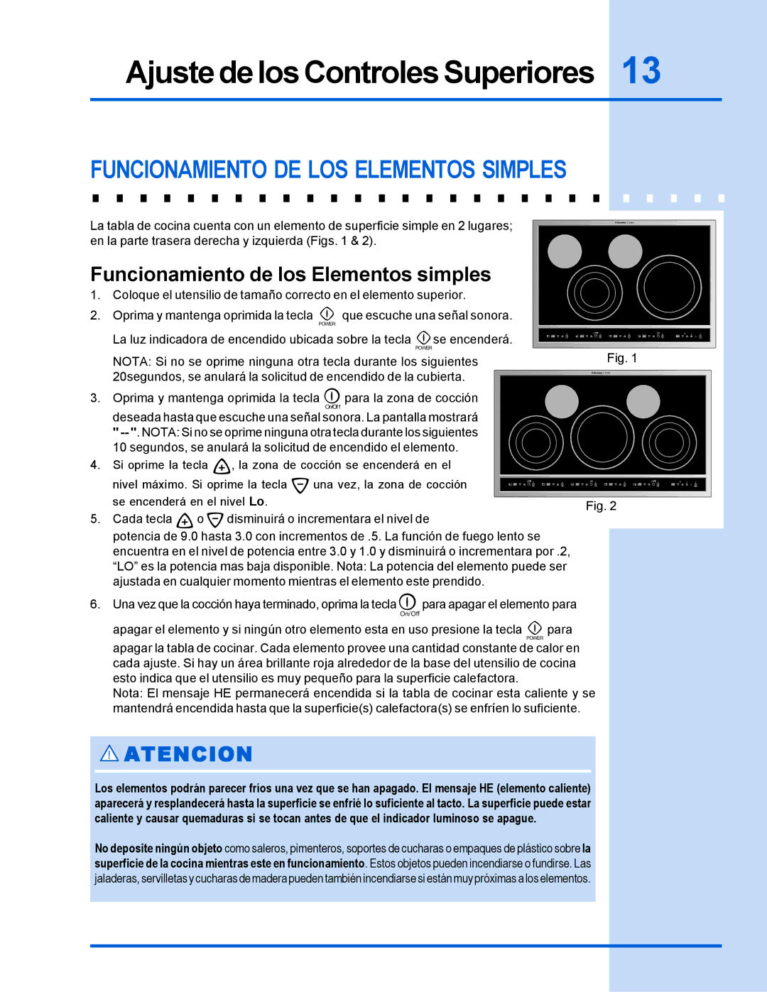 Electrolux 318 200 635 manual Funcionamiento DE LOS Elementos Simples, Funcionamiento de los Elementos simples 