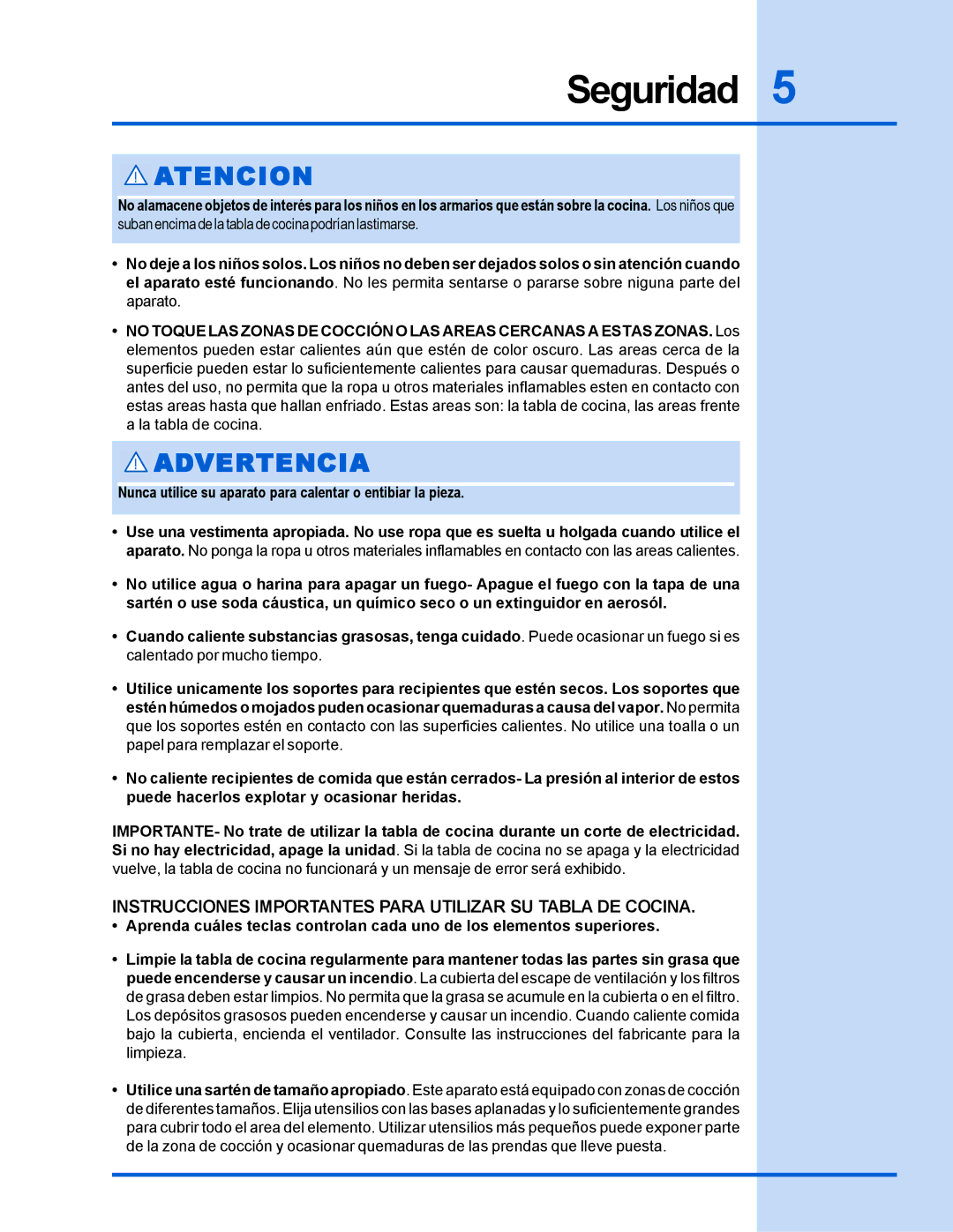 Electrolux 318 200 635 manual Instrucciones Importantes Para Utilizar SU Tabla DE Cocina 