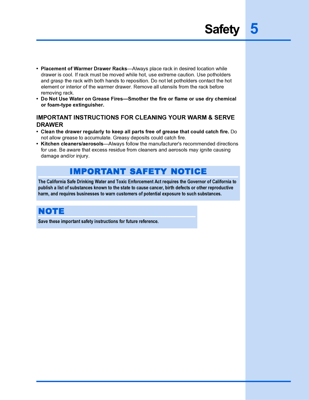 Electrolux 318 201 016 manual Important Safety Notice 