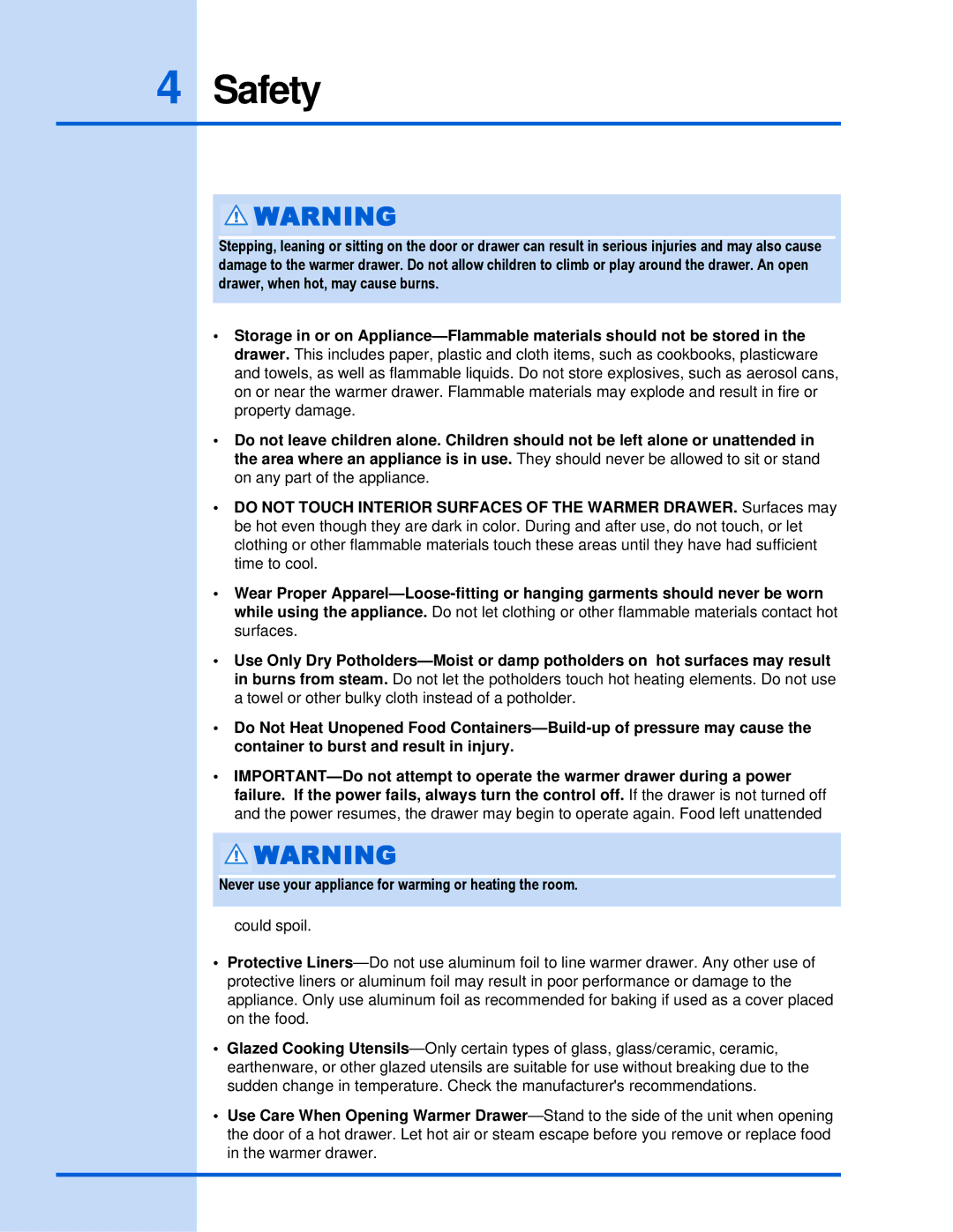 Electrolux 318 201 017 manual Safety 