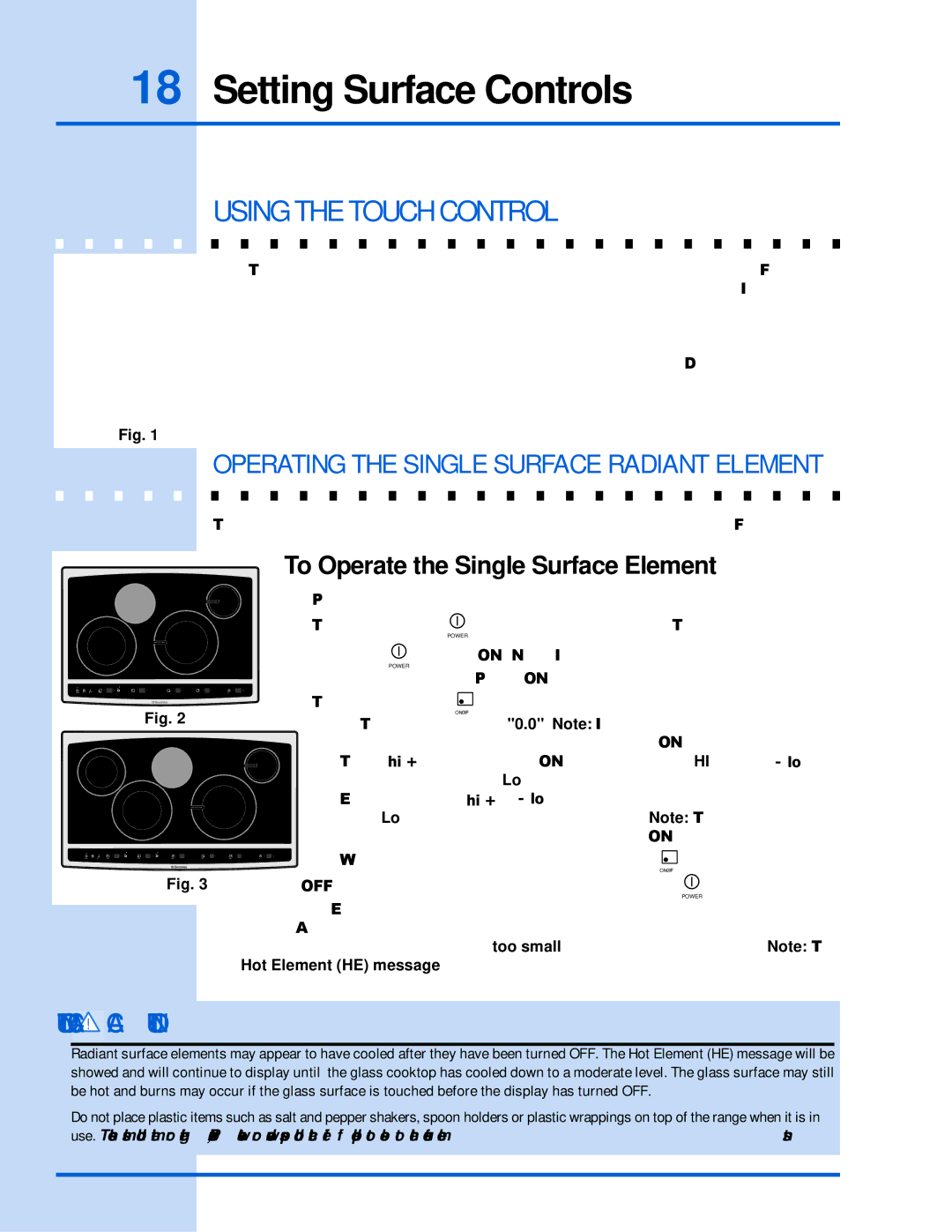 Electrolux 318 203 603 (0709) manual Setting Surface Controls, Using the Touch Control 