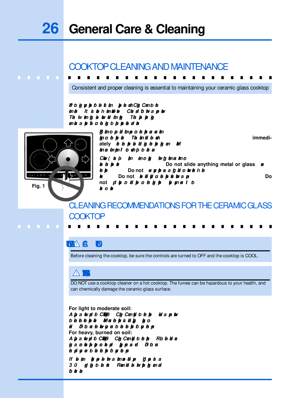 Electrolux 318 203 603 (0709) Cooktop Cleaning and Maintenance, Cleaning Recommendations for the Ceramic Glass Cooktop 